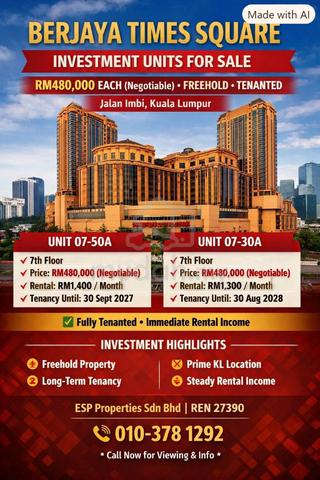 Berjaya Time Square Freehold Retail Unit 1