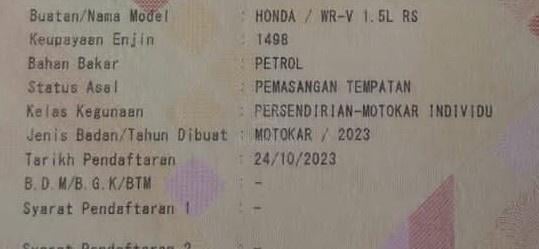 Honda WR-V 1.5 RS F.S.R 4 Michelin PS5 Tayar New - 3