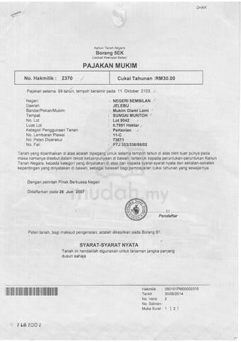 Tanah 14 ekar di Sg Muntoh, Jelebu, Negeri Sembilan 1