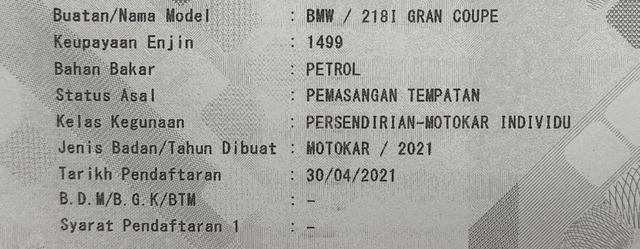 FULL/SR 2021 BMW 218i M-Sport Gran Coupe 1.5L F44 - 3
