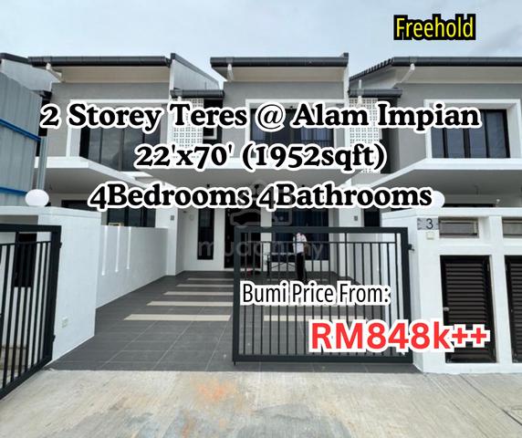 NEW 2 Storey Terrace House 22'X70' For Sell In Alam Impian 1