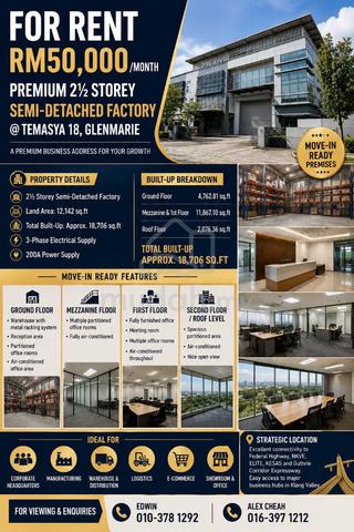 Temasya 18 Glenmarie 2½ Storey Semi-detached Factory 1