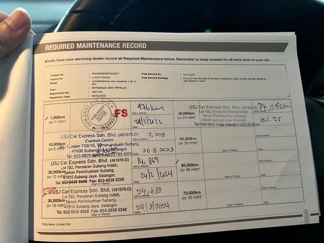 2023 Honda CITY 1.5 V SENSING WARRANRY HONDA 2028 - 4