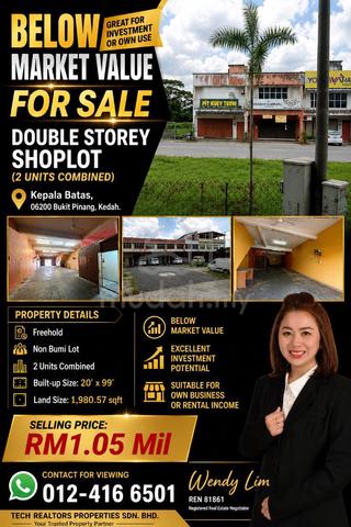 2 Units Combined 2 Storey SHOPLOT At Bkt Pinang ,Jitra FOR SALE 1