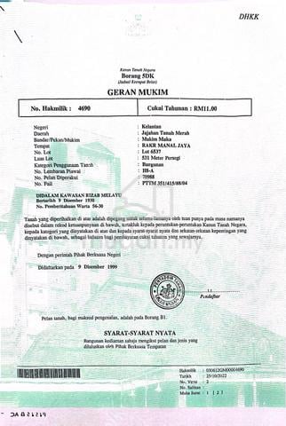 Kelantan Tanah Merah, Manal Jaya - Freehold Land For Sale 1