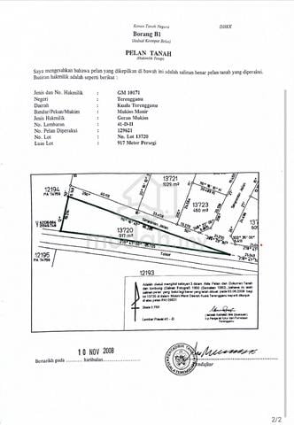 tanah untuk di jual di kampung buluh gading manir 1