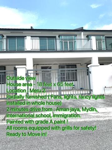 2-Storey Terraced House For Rent jalan Chepor Idaman, Meru, Ipoh 1