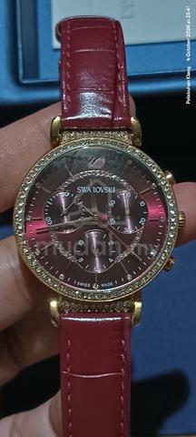 Chronograph Crystal Rose Gold Red Leather Watch - photo 2 of 6
