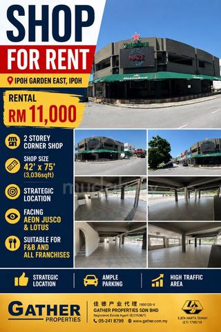 2 Storey Corner Shop For Rent, Ipoh Garden 1