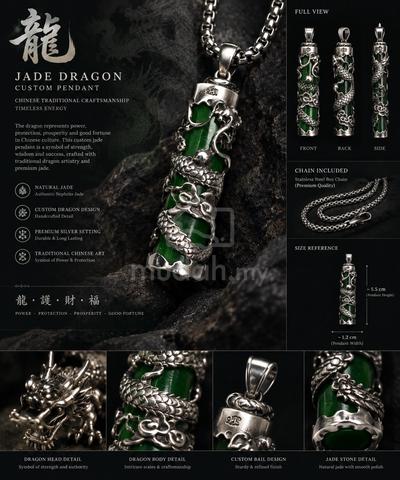 Custom Dragon Jade Pendant 925 Sterling Silver - photo 5 of 5