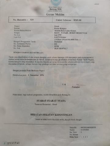 Tanah 4 ekar rizab melayu 1