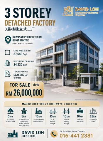 Bukit Minyak Industrial Park – 3-Storey Detached Factory For Sale 1