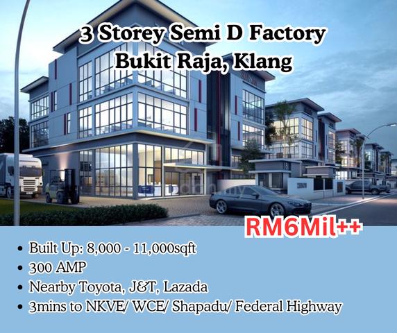 3 Storey Semi-D Factory @ Bandar Bukit Raja | Freehold | 1