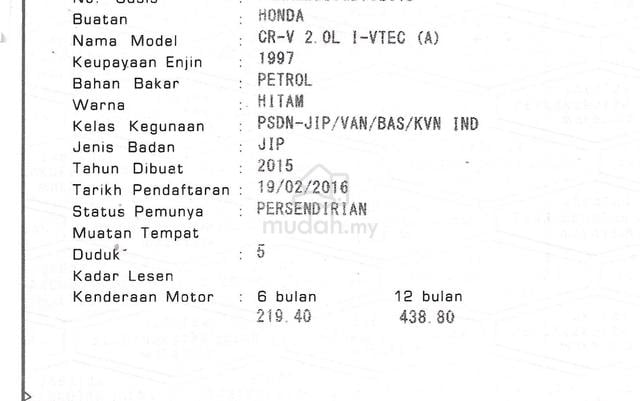 2015 Honda CR-V 2.0 4WD (A)1THN WARANTY LOAN KEDAI - 2