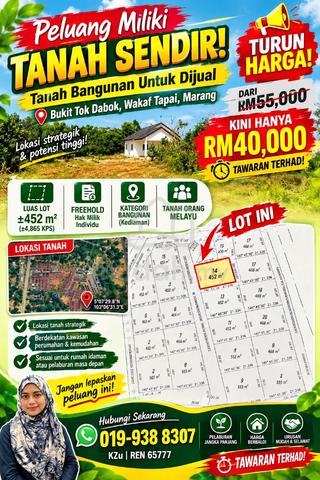 Tanah Bangunan Untuk DiJual di Wakaf Tapai Marang Terengganu 452m2 1
