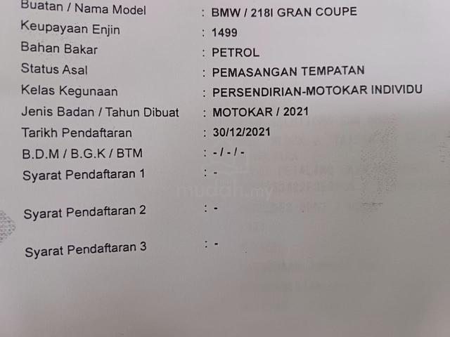 2021 Bmw 218i M SPORT DIGITAL METER 1.5 (A) 47k km - 2