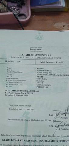 Tanah Sawah Kota Bharu untuk Dijual 1
