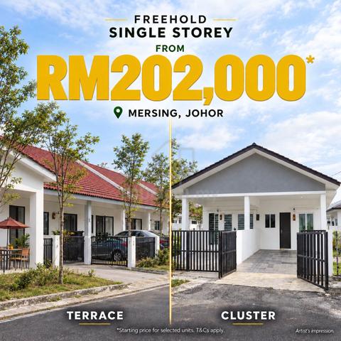 From RM202,000 | Mersing Freehold Single Storey Terrace & Cluster 1