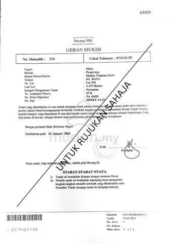 Tanah Pertanian, Pengerang Untuk Dijual 1
