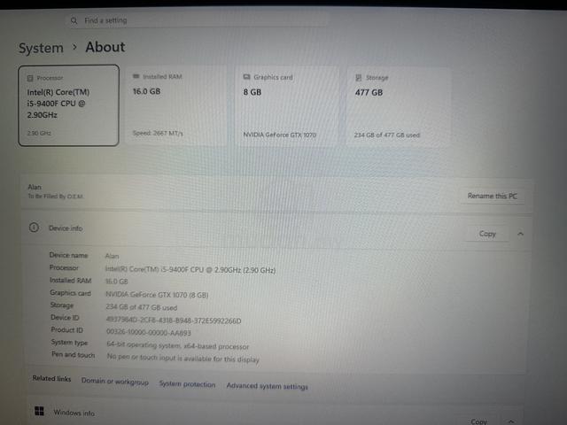 Intel i5-9400F + GTX 1070 8GB - photo 2 of 3