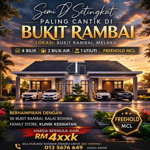 Rumah Semi-D Setingkat Baru di Bukit Rambai, Melaka ‼️ 1