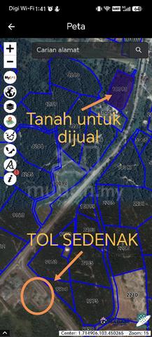 Tanah 4 ekar 1km dari Plaza tol Sedenak  1