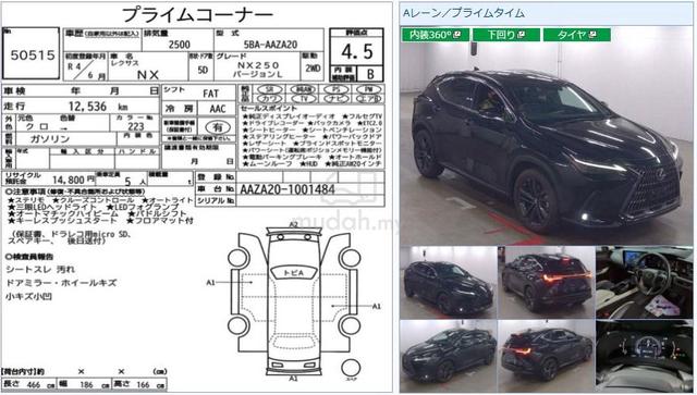 2022 Lexus NX250 2.5 LUXURY Grade 4.5B 12k km - 2