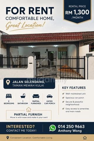 【For Rent】Kulai @ Taman Mawah Single Storey 1