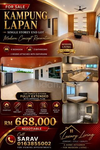 Kampung Lapan Endlot Single Storey House Fully Renovated 1