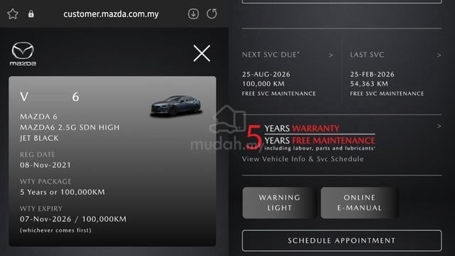 2021 Mazda 6 SKYACTIV-G 2.5 L (A) Mazda Wrty, F/Sv - 5