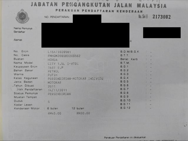 2011 Honda CITY 1.5 E =100% Not Accident - 2