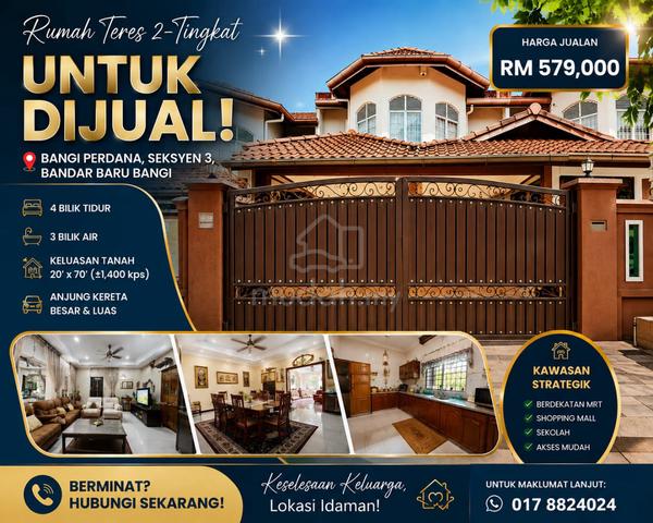 Rumah Teres 2 Tingkat Di Bangi Perdana, Seksyen 3, Bandar Baru Bangi 1