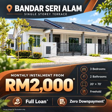 Project Freehold | Bandar Seri Alam Single Storey Terrace | Full Loan 1