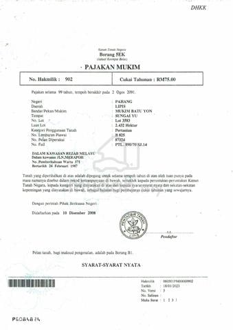 Tanah untuk dijual Lipis Pahang 1