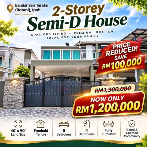 Botani, Ipoh | 2 Storey Semi-D House | 40x90 Freehold | Gated Guarded 1