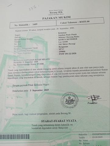 Tanah Cherang Ruku Pasir Puteh 1