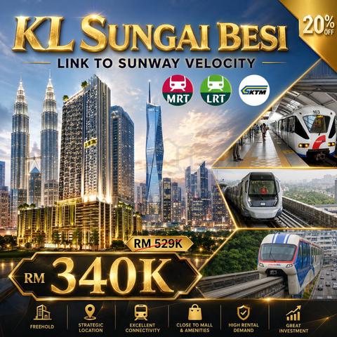 KL Link Sunway Velocity @ Beside Sungai Besi LRT/MRT|2-3 Room FURNISH! 1
