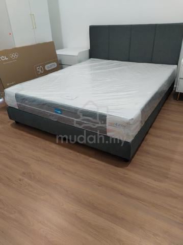 Queen size bed frame and mattress for sale.  - photo 2 of 6