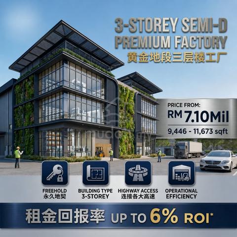 Freehold 3-Storey Semi D Factory at Bukit Raja Industrial Park 1