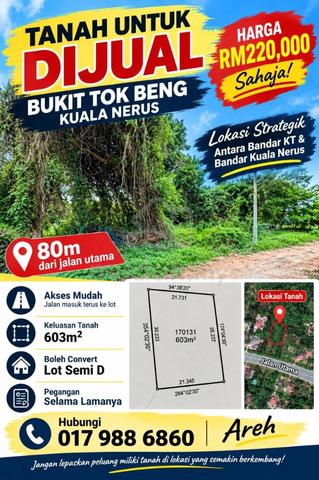 Tanah Lot Bukit Tok Beng,Seberang Takir,Kuala Nerus Dekar Jalan Utama 1
