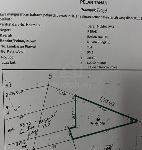 **Tanah Pertanian Freehold 3 Ekar | Sawit | Rungkup Kecil, Bagan Datuk 1