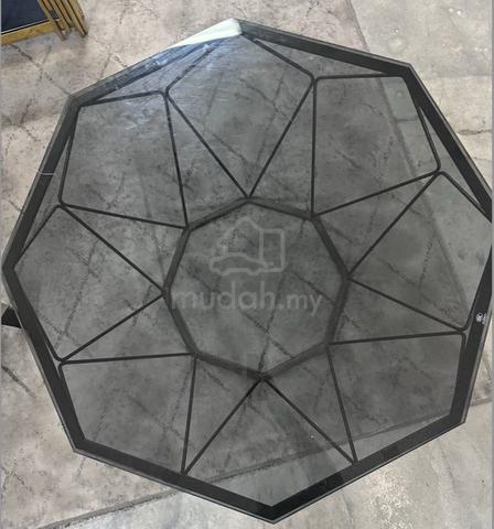 Geometric Glass Top Coffee Table with Metal Frame - photo 3 of 5