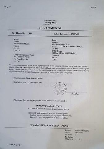 freehold land for sale - Mersing Johor 1