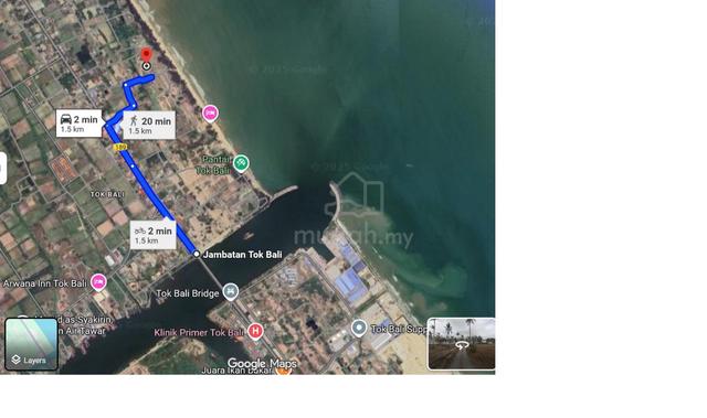 Tanah Cantik Luas Tepi Pantai Dekat Pelabuhan Tok Bali Pasir Puteh Klt 1