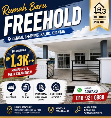 Rumah Teres Setingkat di Balok- Kawasan Bebas Banjir- Freehold 1