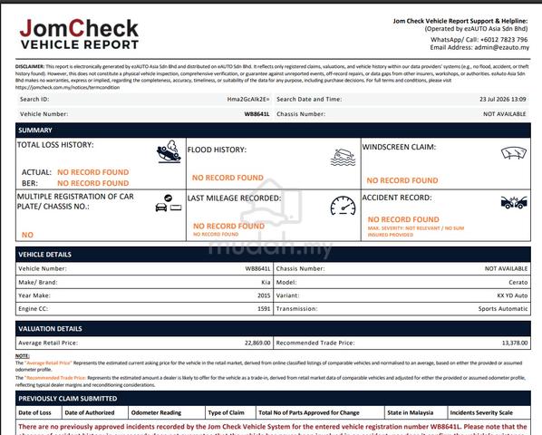 2015 Kia CERATO 1.6 YD K3 (A) LEATHER SEAT - 2