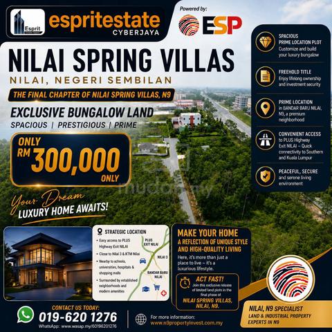 PRIME AREA GOOD LOCATION Bunglow Lot di NILAI SPRING VILLAS NILAI N9 1