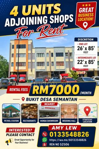 Pahang Temerloh Bukit Desa Semantan 4 Adjoining Shops For Rent 1