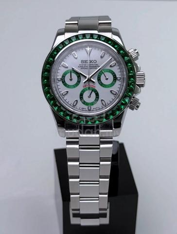 Custom S. Mod 39.5mm Green Panda Diamond Steel - photo 5 of 6