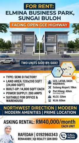 Facing Open Elmina Business Park Detached Twin Factory Sungai Buloh 1